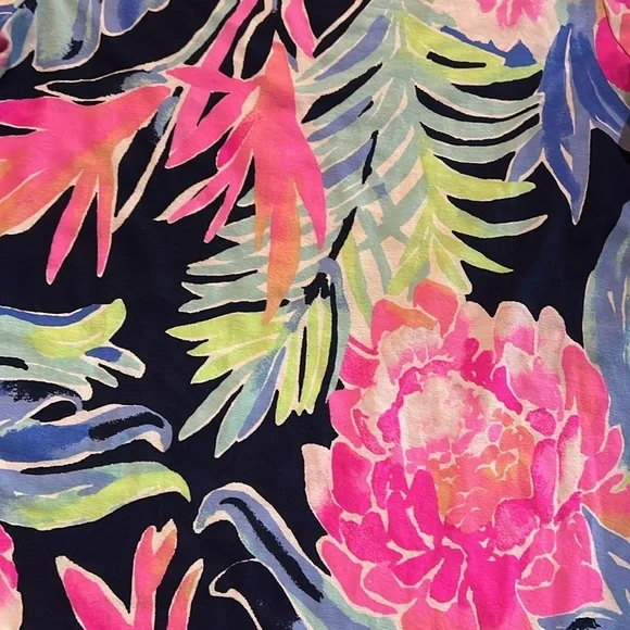 Lilly Pulitzer girls mini Sophie Ruffle Dress High Tide Navy Tropicolada XL NWT
